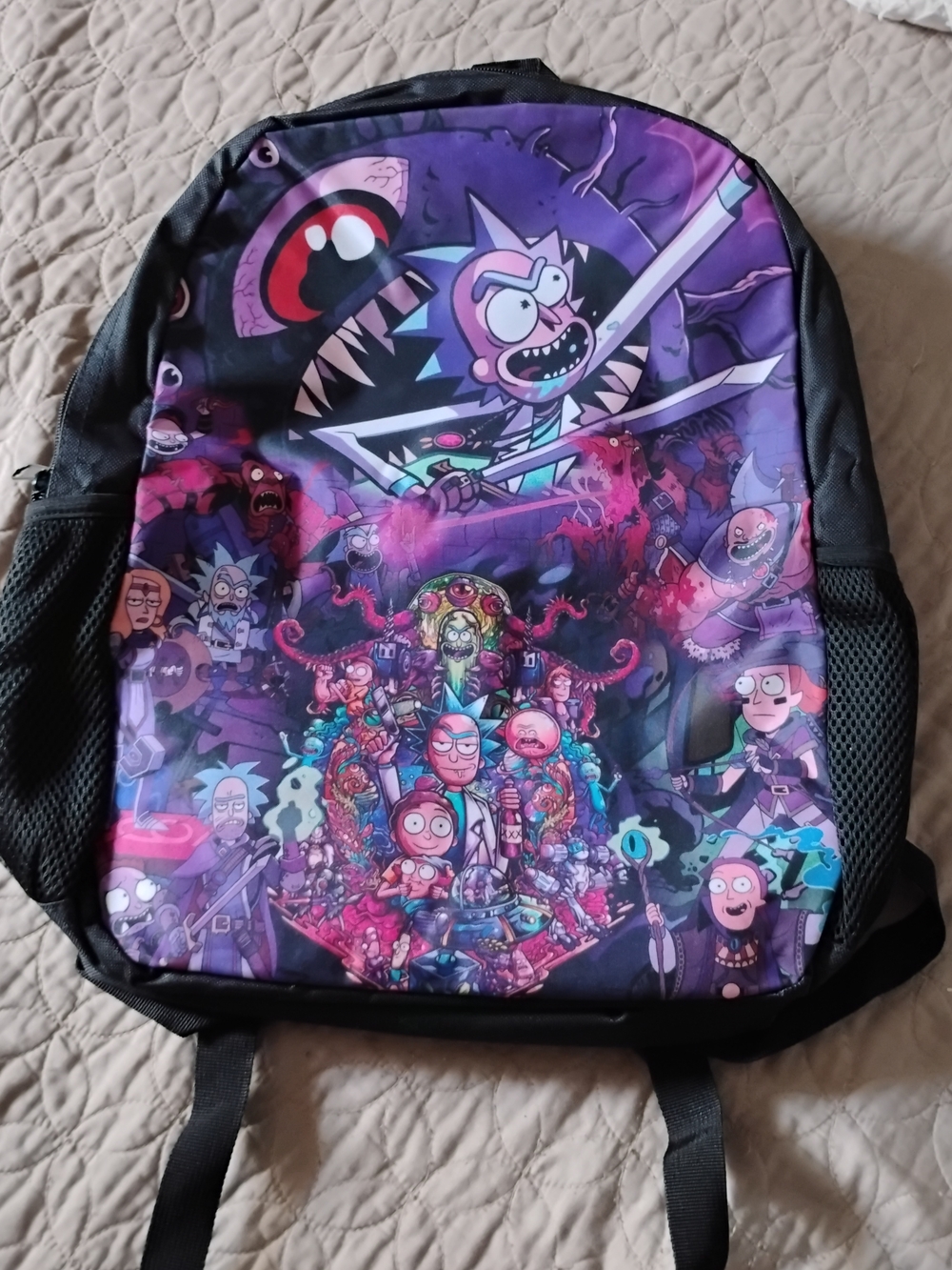 Rick and Morty Purple Kids Backpack - Animated Graphic School Bag